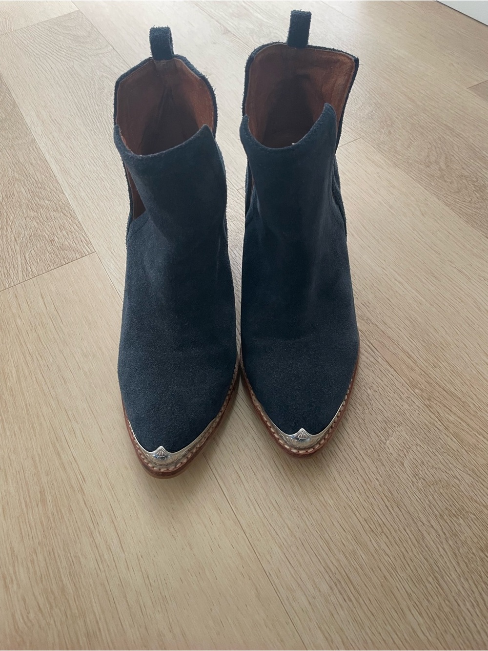 Jeffery Campbell Suede Western-Style Ankle Boots - Navy